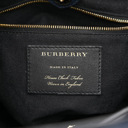Burberry Grainy Calfskin House Check Small Banner Tote Ink Blue 6 of 12