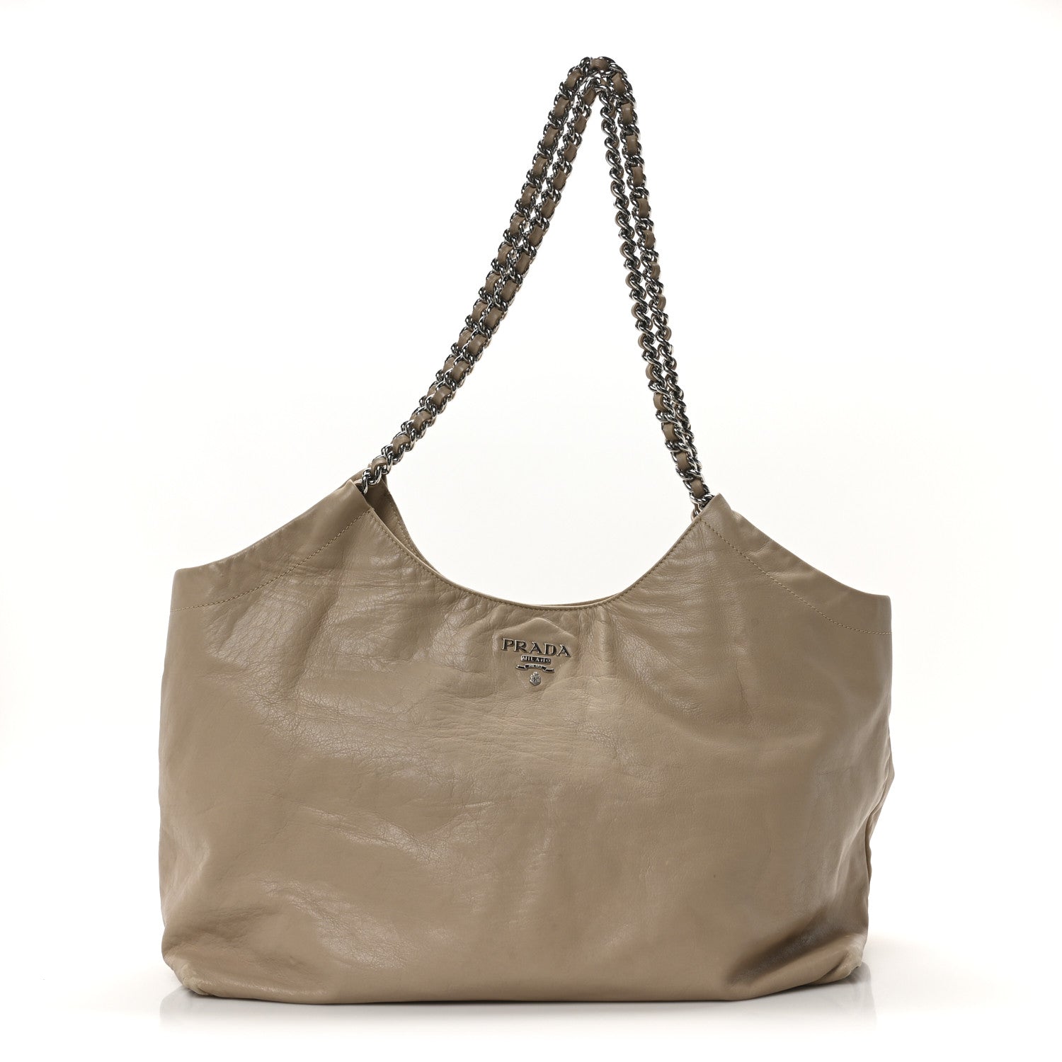 Prada Soft Calf Chain Tote Beige 1 of 10