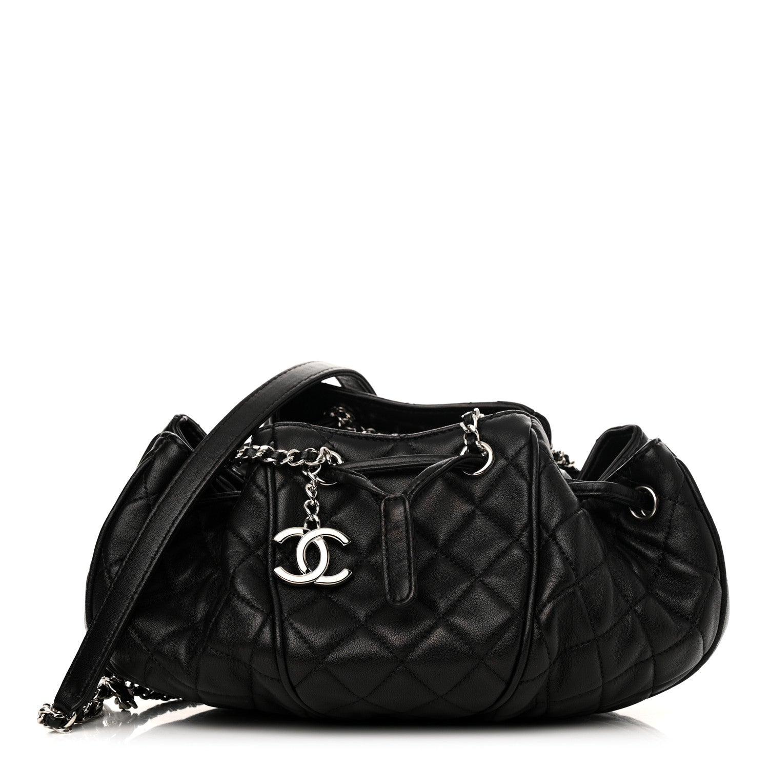 Chanel Calfskin Quilted Drawstring Sac Cordon Bag Black 1 of 9