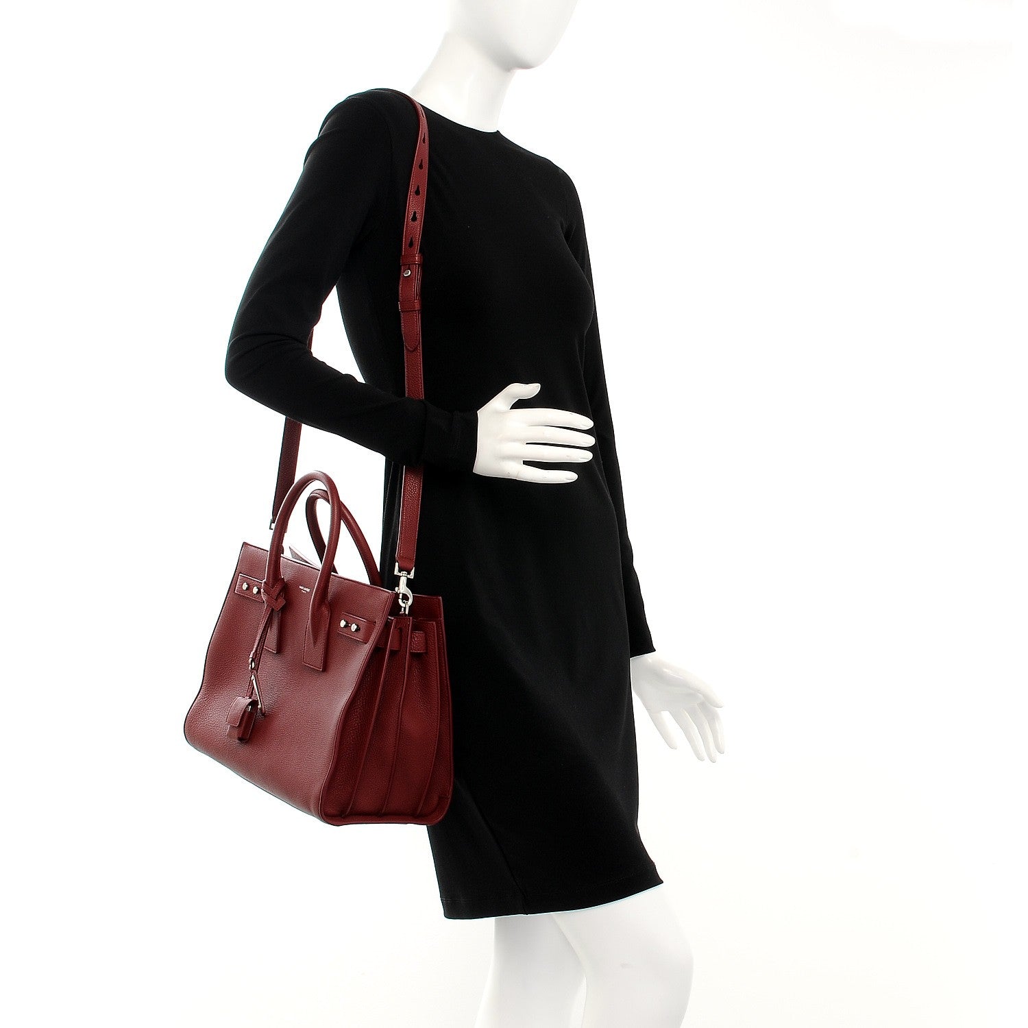 Saint Laurent Grained Calfskin Small Supple Sac De Jour Dark Pallisandre 2 of 13