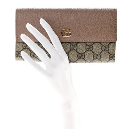 Gucci Dollar Calfskin GG Supreme Monogram GG Marmont Continental Wallet Porcelain Rose Beige Ebony 2 of 9