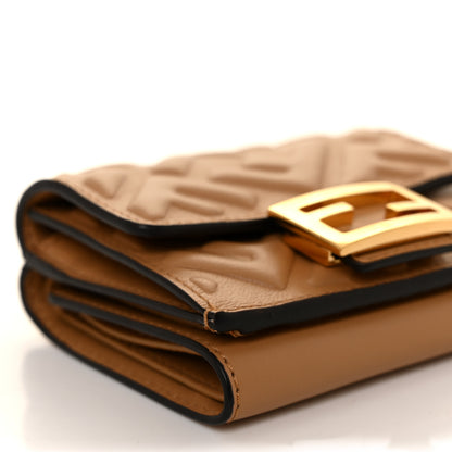 Fendi Nappa Matisse FF Diagonal Embossed Micro Tri-Fold Wallet Miele Scuro 8 of 10