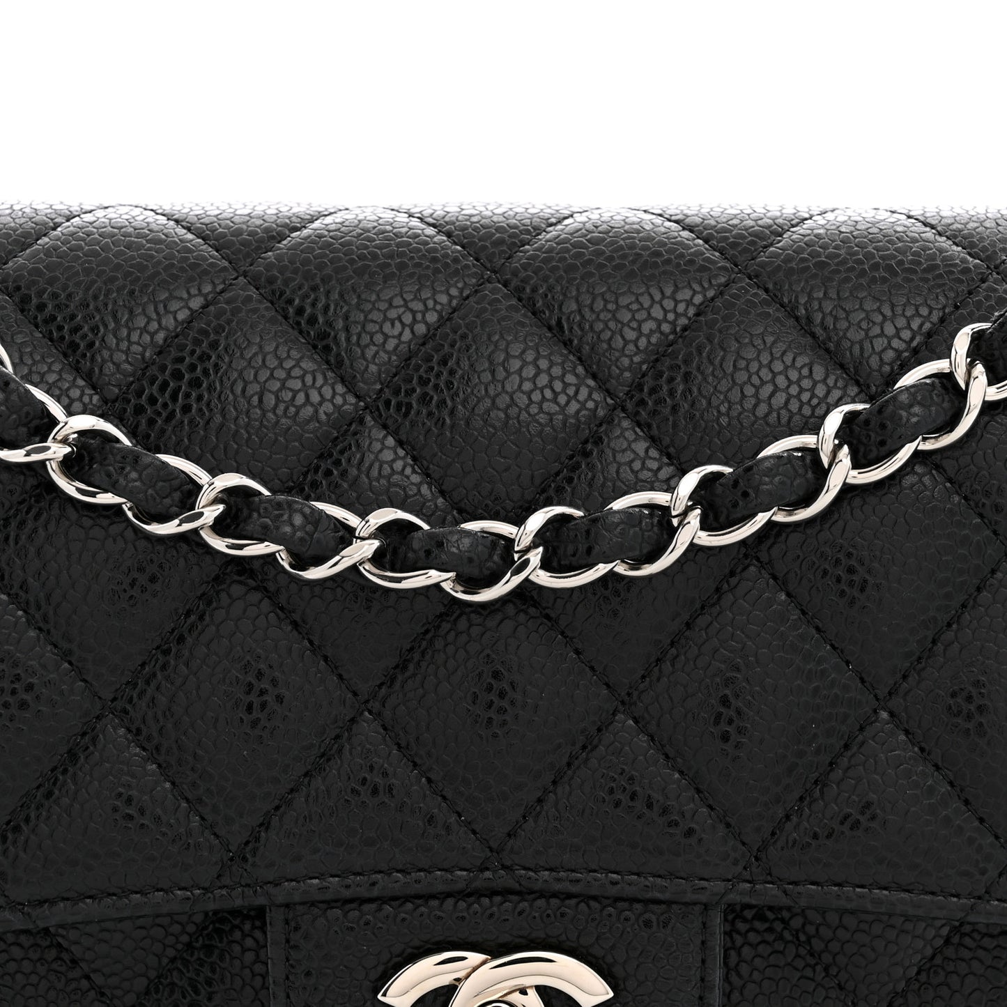 Caviar Quilted Small Double Flap Black