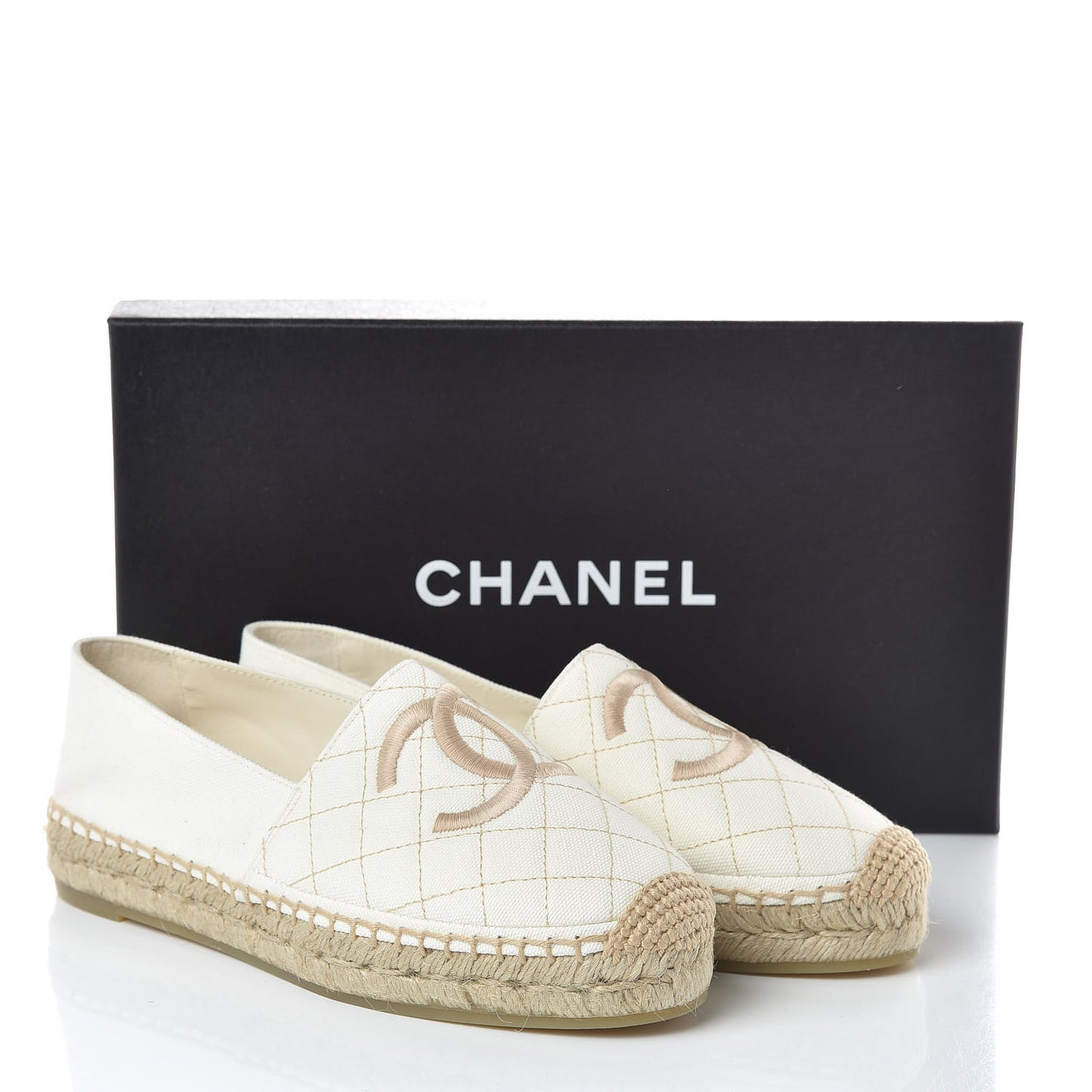 Fabric Biarritz CC Espadrilles 36 White Gold