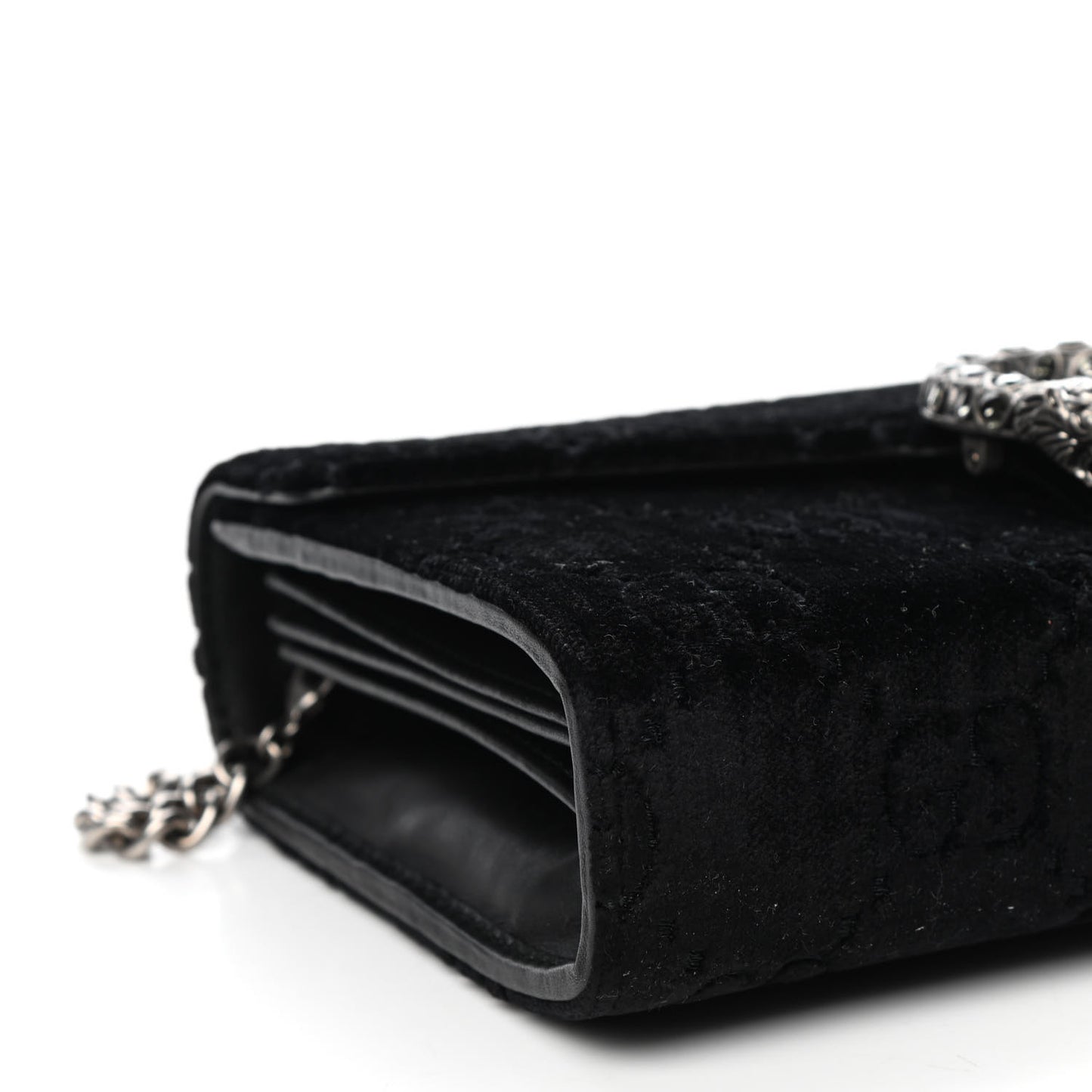 Velvet GG Monogram Mini Dionysus Chain Wallet Black