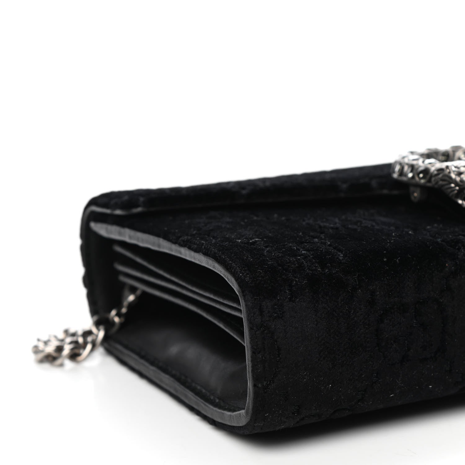 Gucci Velvet GG Monogram Mini Dionysus Chain Wallet Black 7 of 8