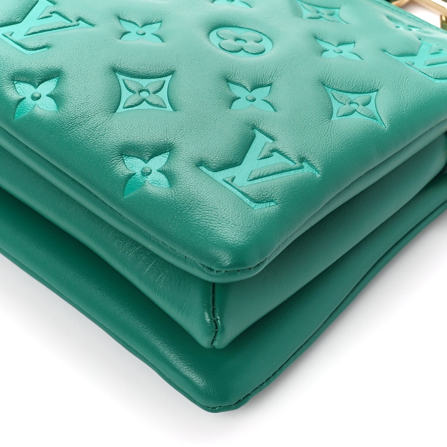 Lambskin Embossed Monogram Coussin BB Emeraude