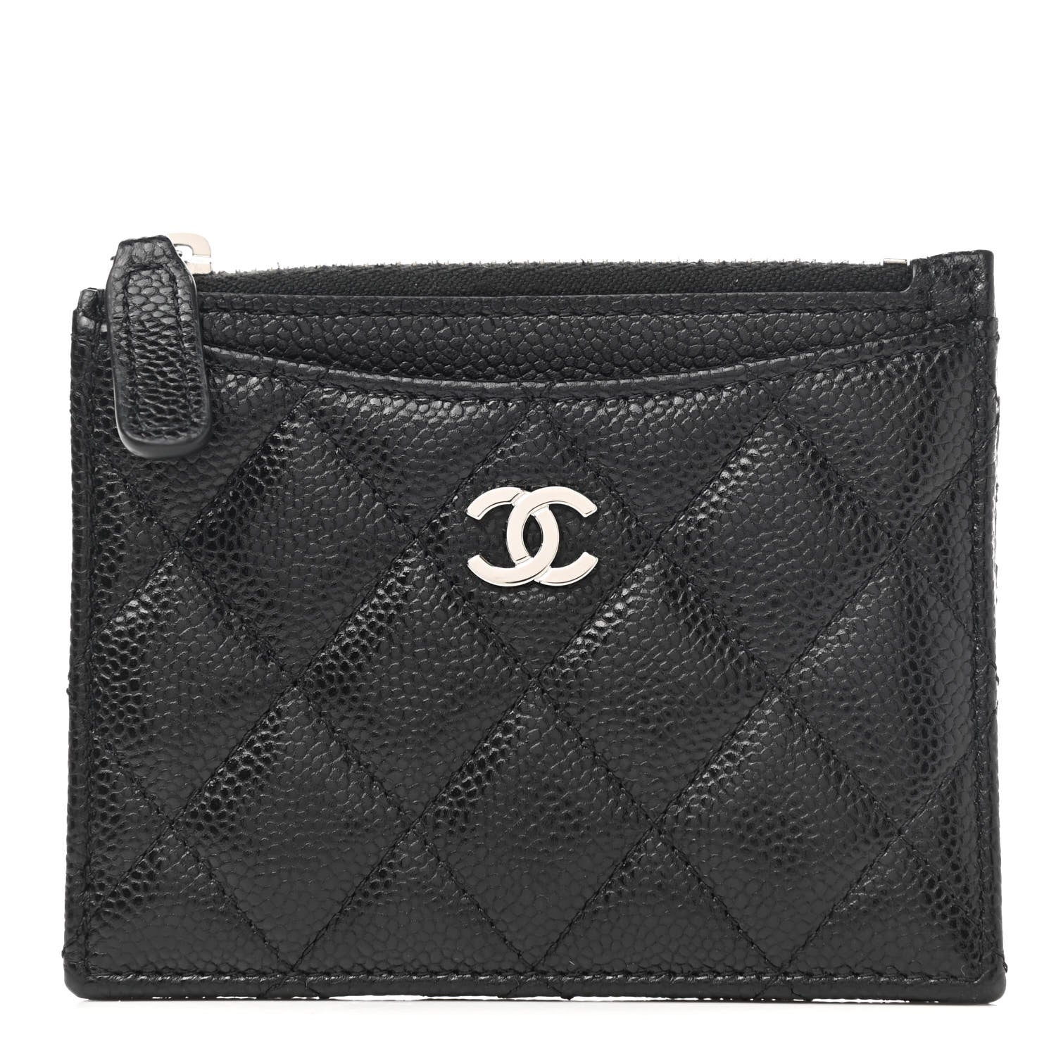 Chanel Caviar Quilted CC Zip Card Holder Black 1 of 8
