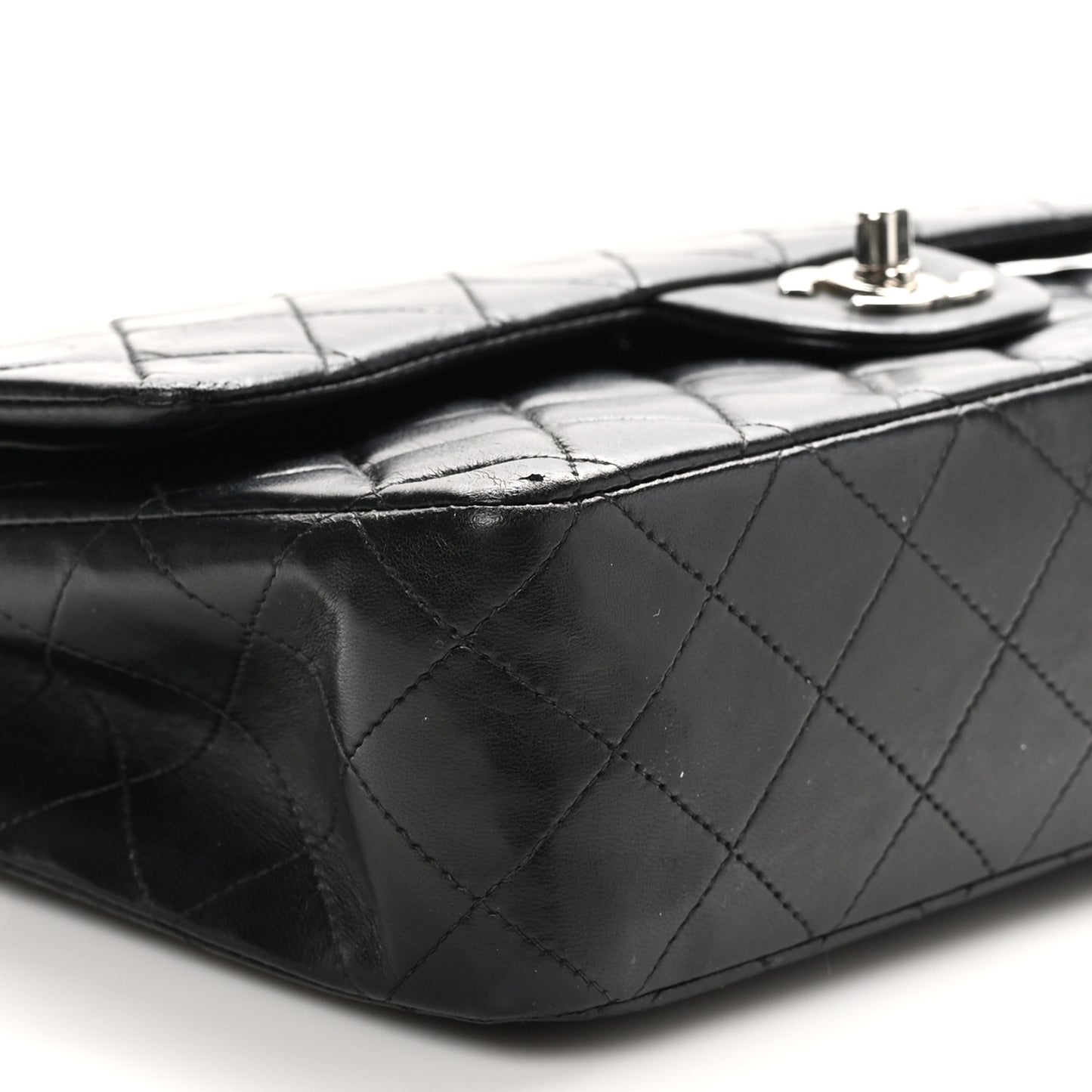 Lambskin Quilted Medium Double Flap Black