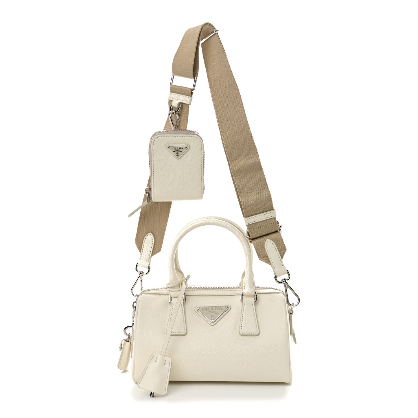Saffiano Lux Top Handle Crossbody Bag White