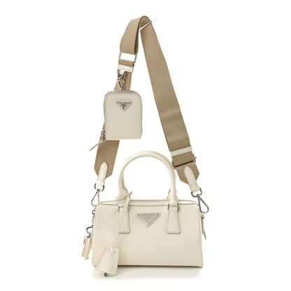 Prada Saffiano Lux Top Handle Crossbody Bag White 1 of 10