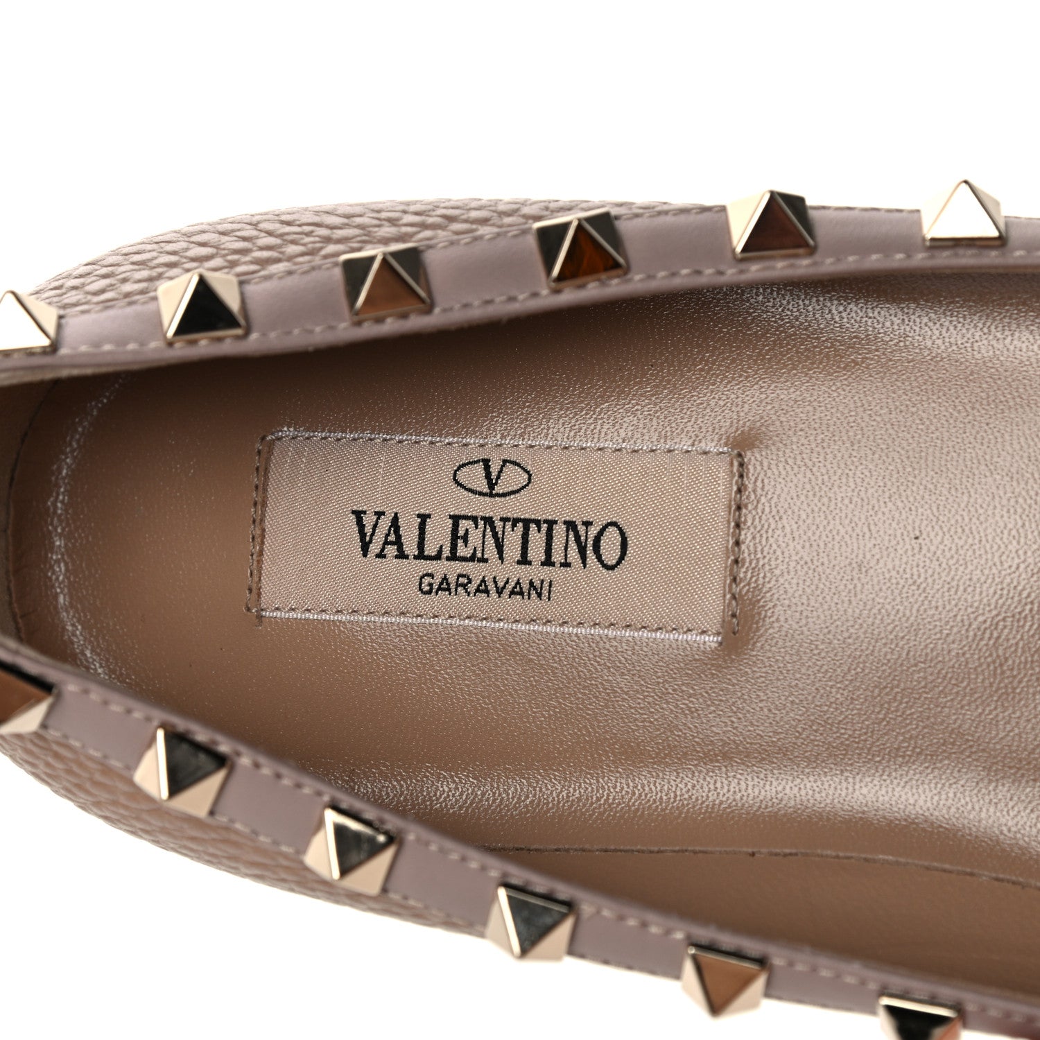 Valentino Garavani Pebbled Calfskin Rockstud Ballerina Flats 39 Poudre 6 of 8