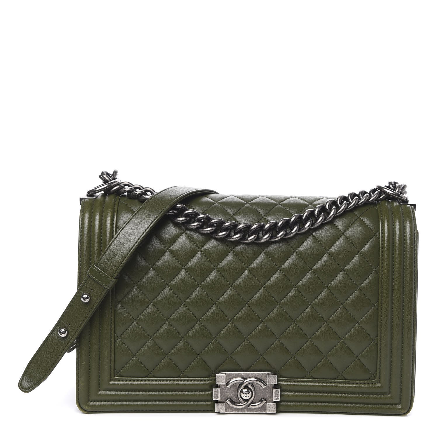 Chanel Lambskin Quilted New Medium Boy Flap Dark Green 1 of 21