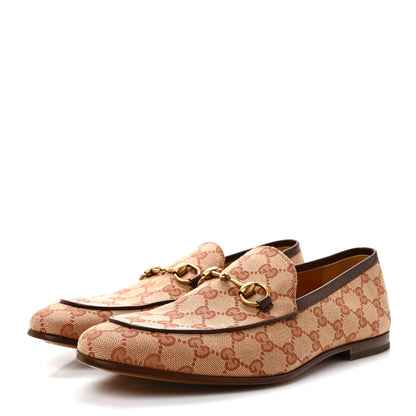 Gucci Canvas GG Monogram Horsebit Mens Jordaan Loafers 8 Beige Ruggine Light Brown 3 of 7