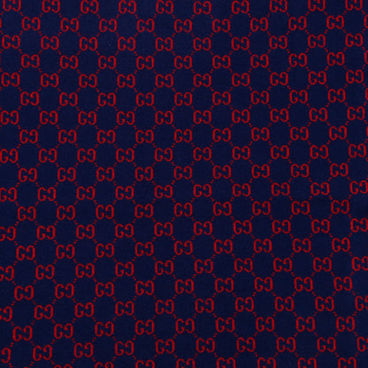Gucci Wool GG Monogram Square Scarf Navy Red 2 of 5