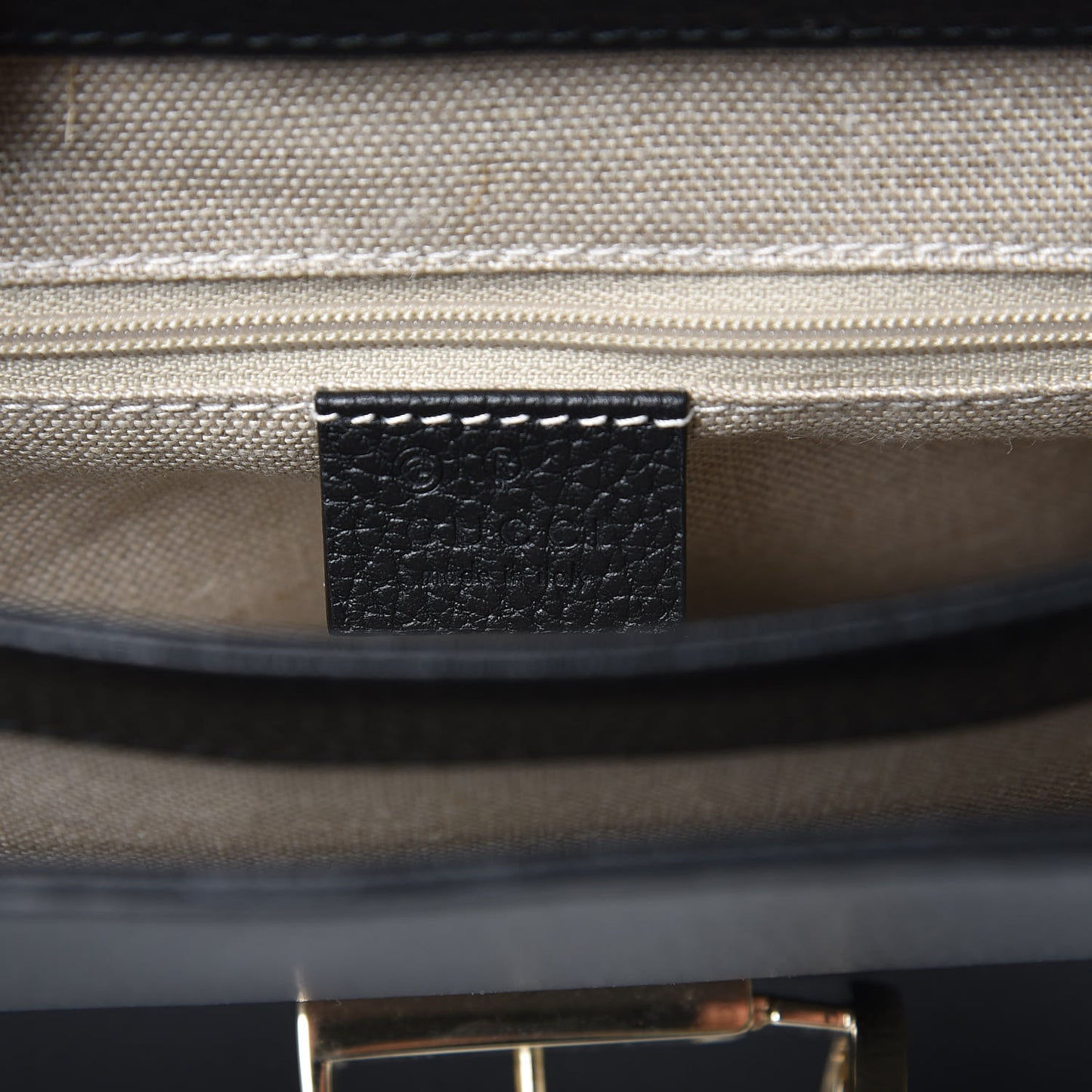 Dollar Calfskin Medium Interlocking G Top Handle Shoulder Bag Black