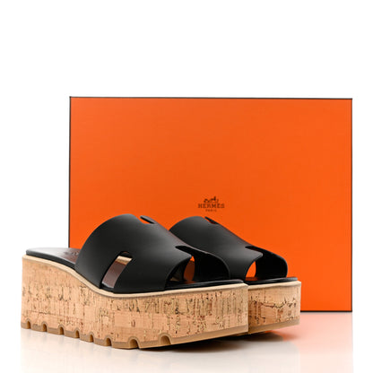 Hermes Calfskin Cork Eze 30 Sandals 39 Black 10 of 10