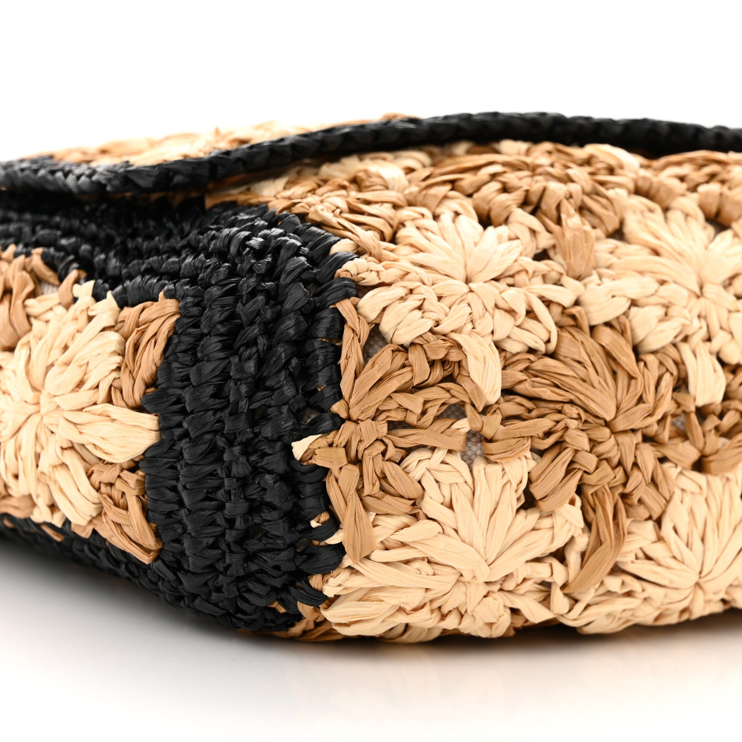 Gucci Raffia Azalea Calfskin Crochet Flower Small GG Marmont Shoulder Bag Natural Ecru Black 9 of 13