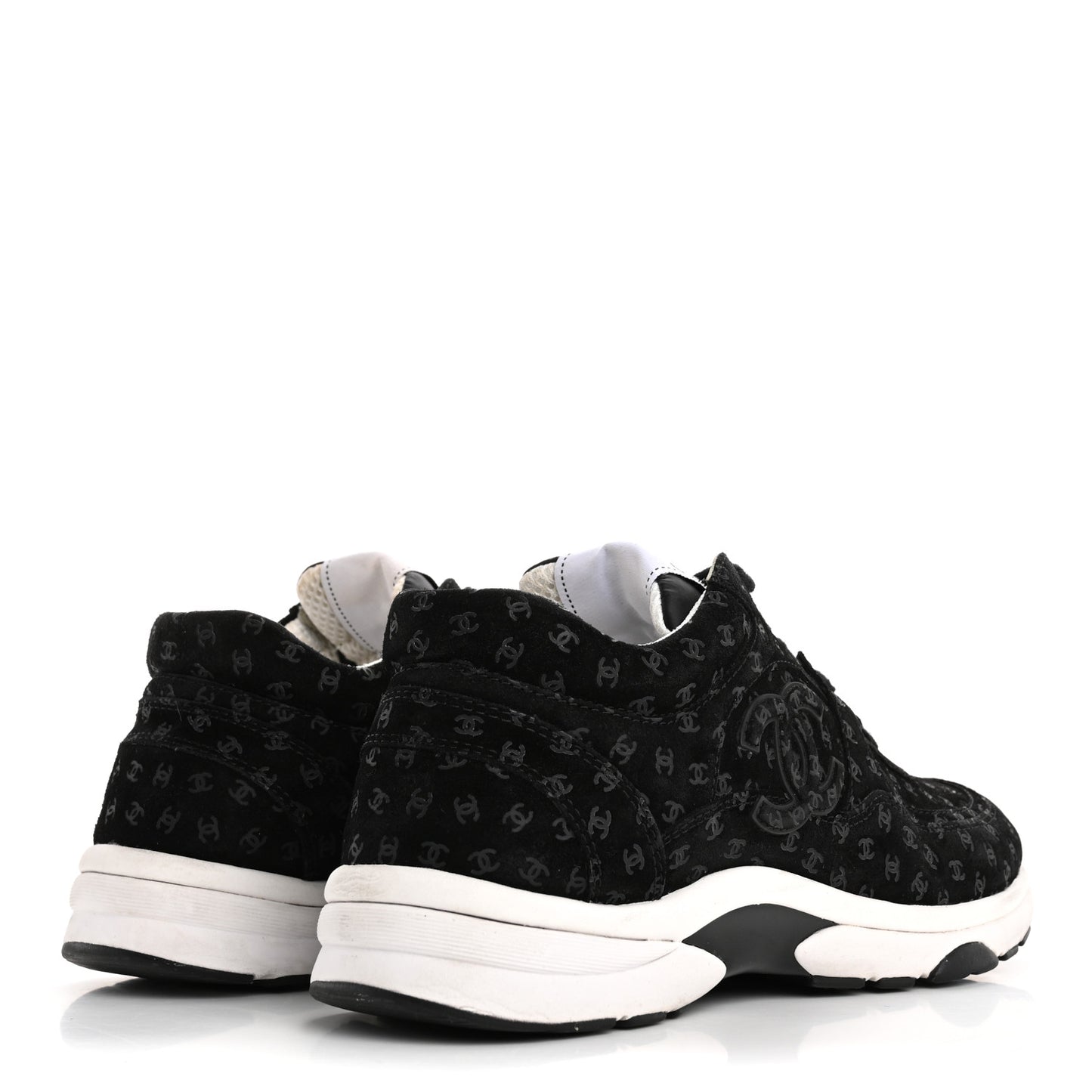 Suede Calfskin Printed CC Sneakers 38.5 Black