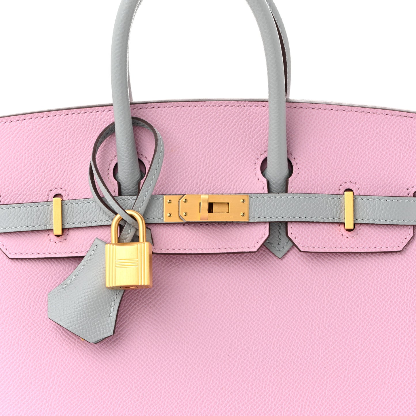 Epsom Horseshoe Birkin Sellier 25 Mauve Sylvestre Gris Mouette