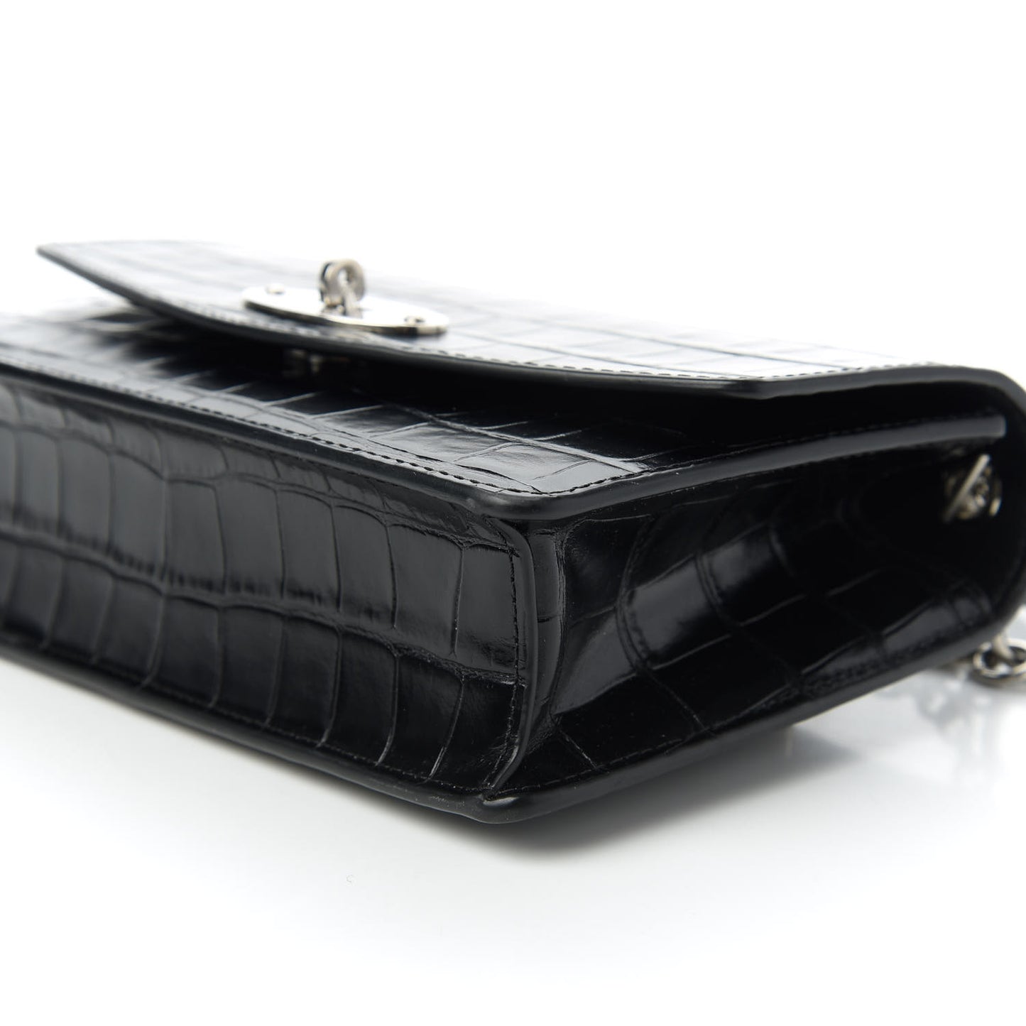 Crocodile Embossed Calfskin Small Darley Black