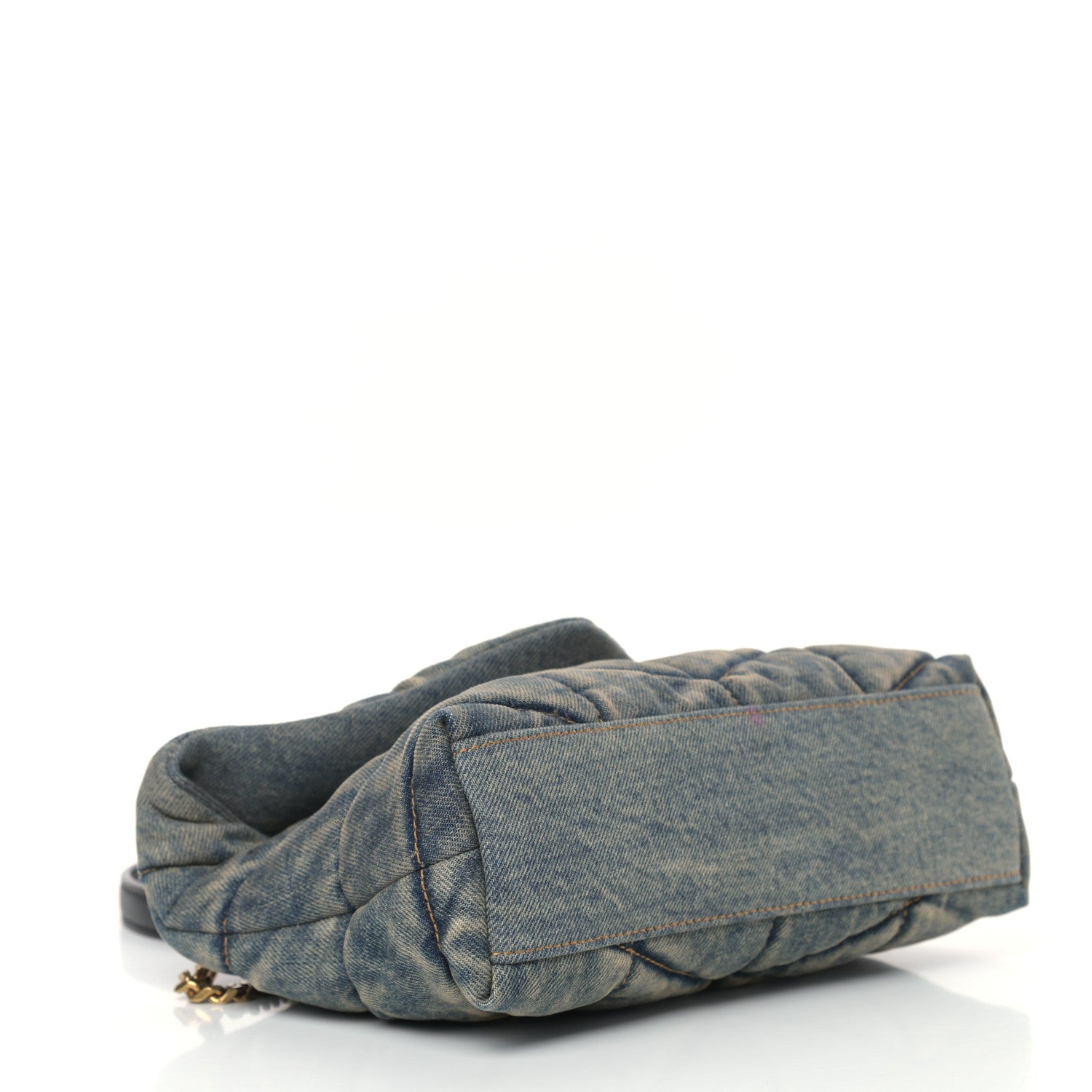 Saint Laurent Denim Quilted Toy Loulou Puffer Monogram Chain Satchel Rodeo Blue 4 of 9