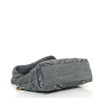 Saint Laurent Denim Quilted Toy Loulou Puffer Monogram Chain Satchel Rodeo Blue 4 of 9