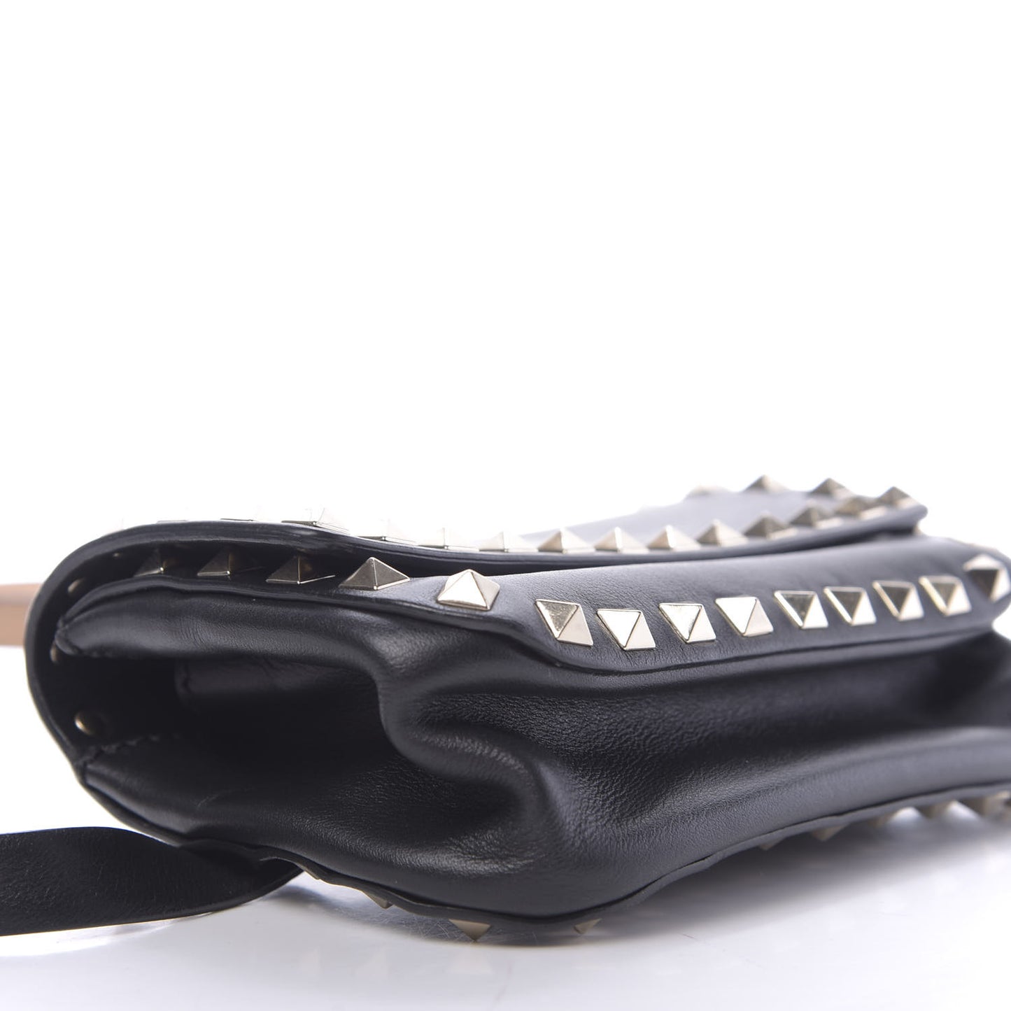 Calfskin Rockstud Belt Bag Black
