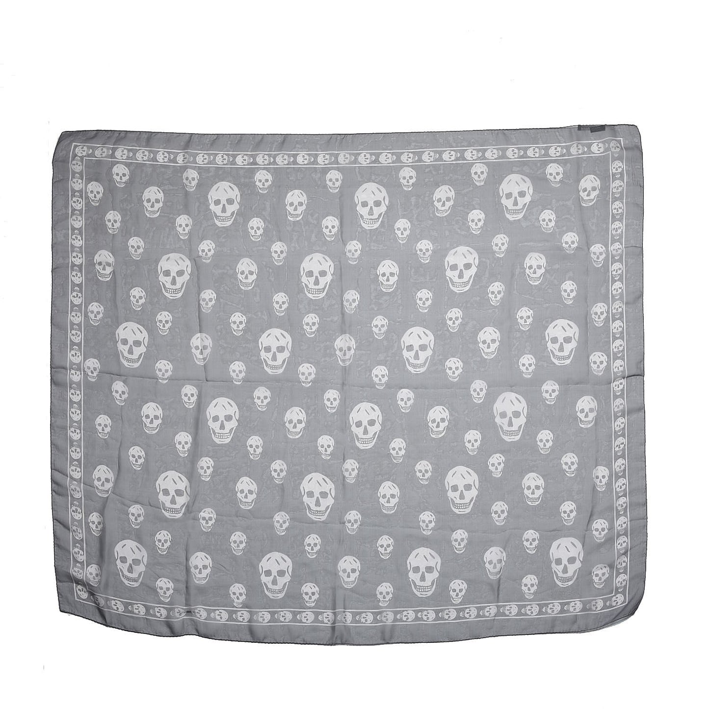 Silk Chiffon Skull Scarf Dark Grey