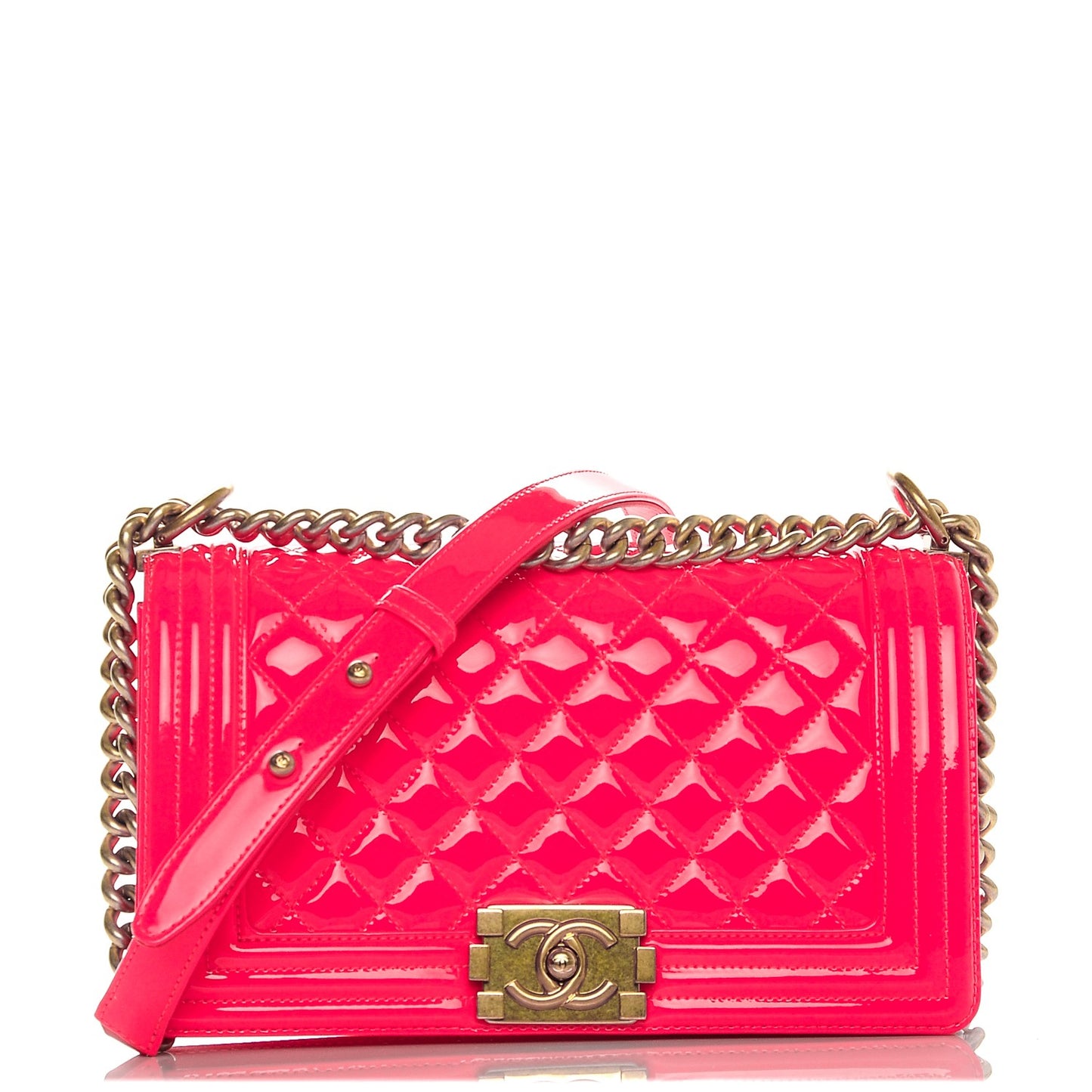 Patent Medium Boy Flap Pink