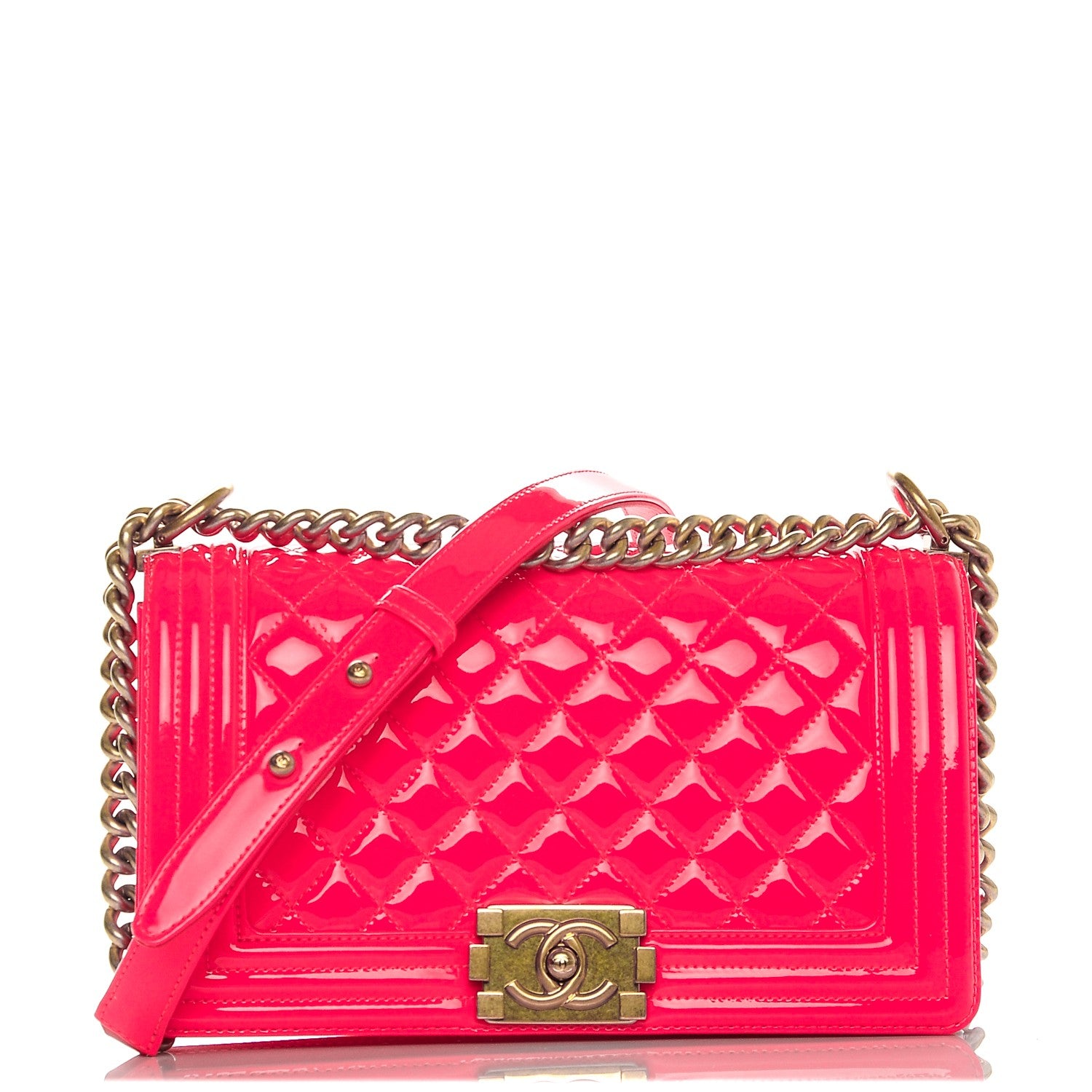 Chanel Patent Medium Boy Flap Pink 1 of 8