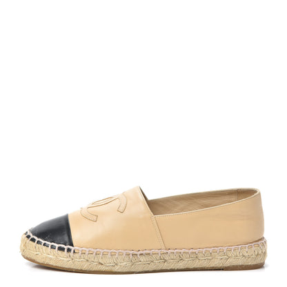 Chanel Lambskin CC Espadrilles 37 Beige Black 1 of 7