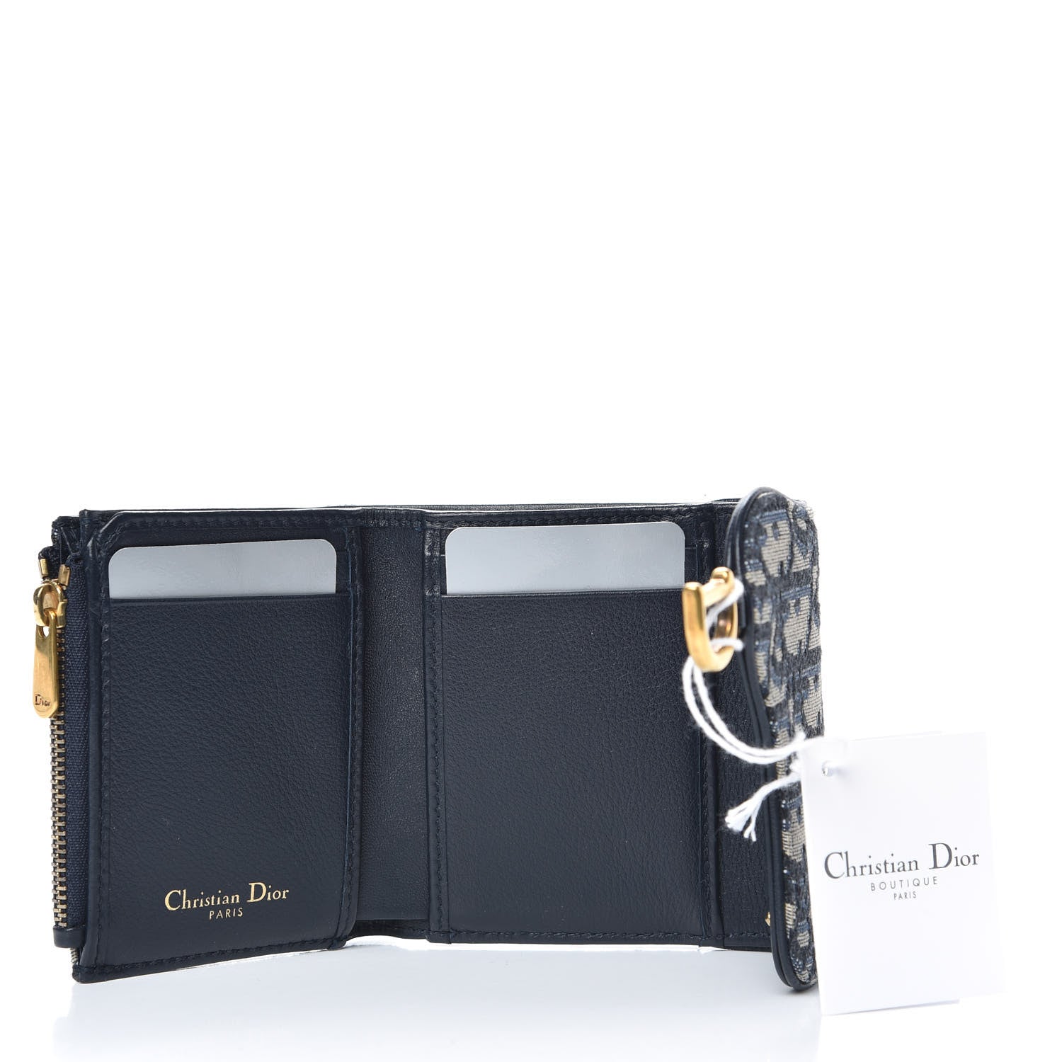 Christian Dior Oblique Saddle Lotus Wallet Blue 5 of 8