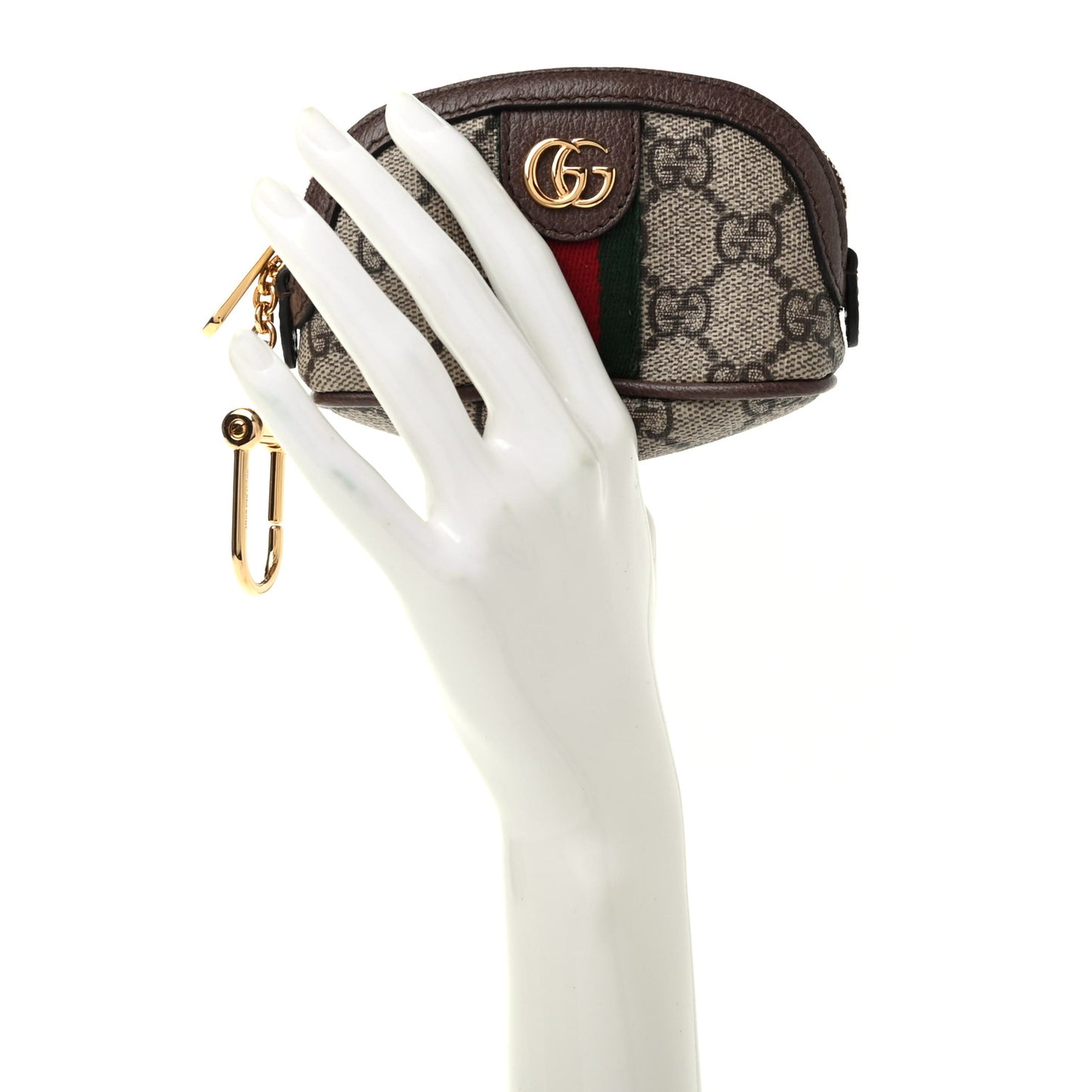 GG Supreme Monogram Web Ophidia Dome Key Pouch Beige New Acero