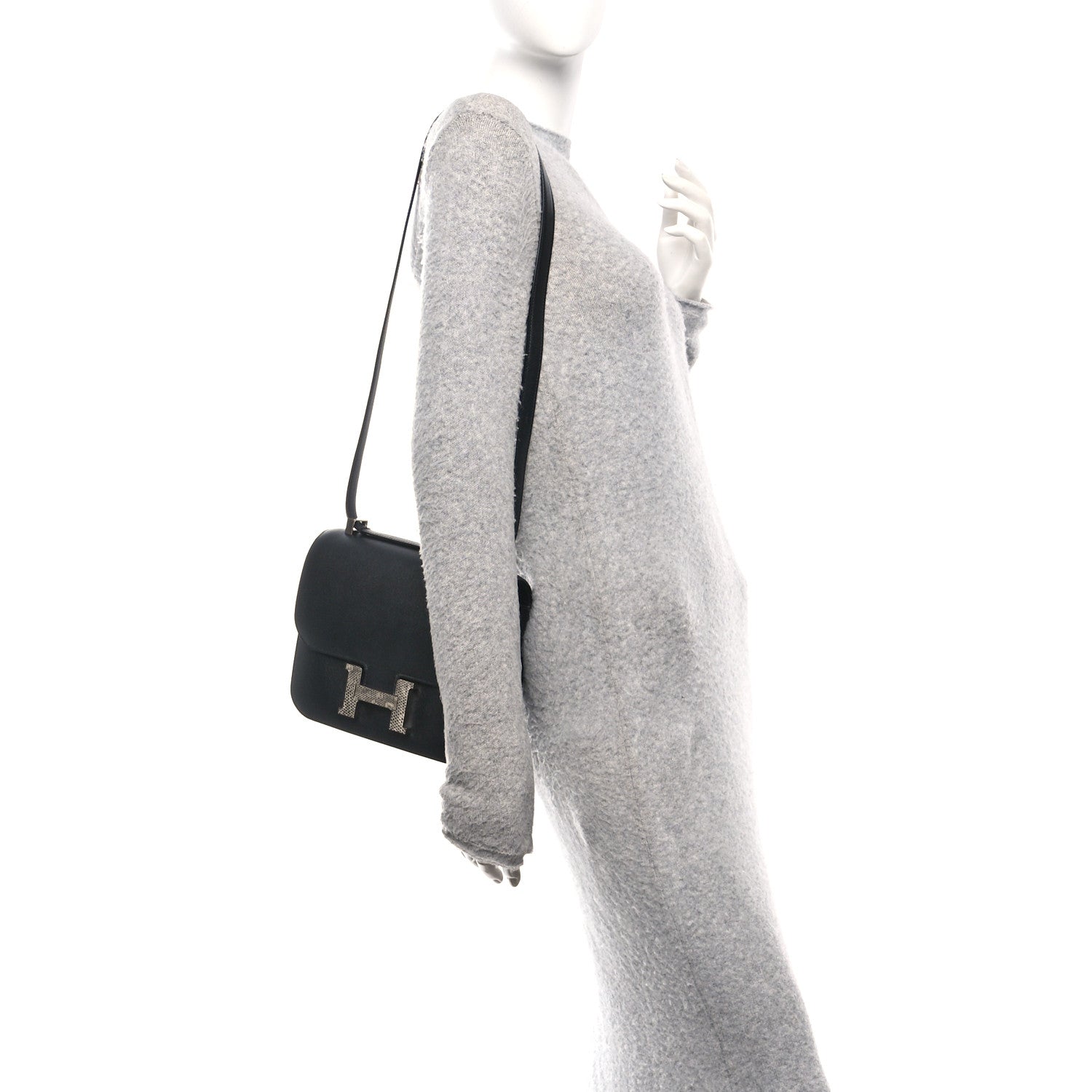 Hermes Madame Calfskin Lizard Constance 24 Black Ombre 2 of 11