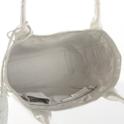 Nancy Gonzalez Metallic Crocodile Medium Leaf Tote White 8 of 8