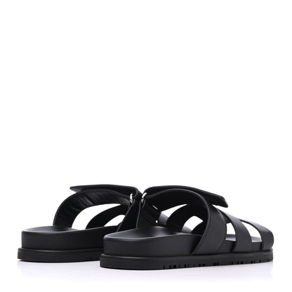 Hermes Calfskin Womens Chypre Sandals 37 Black 4 of 9