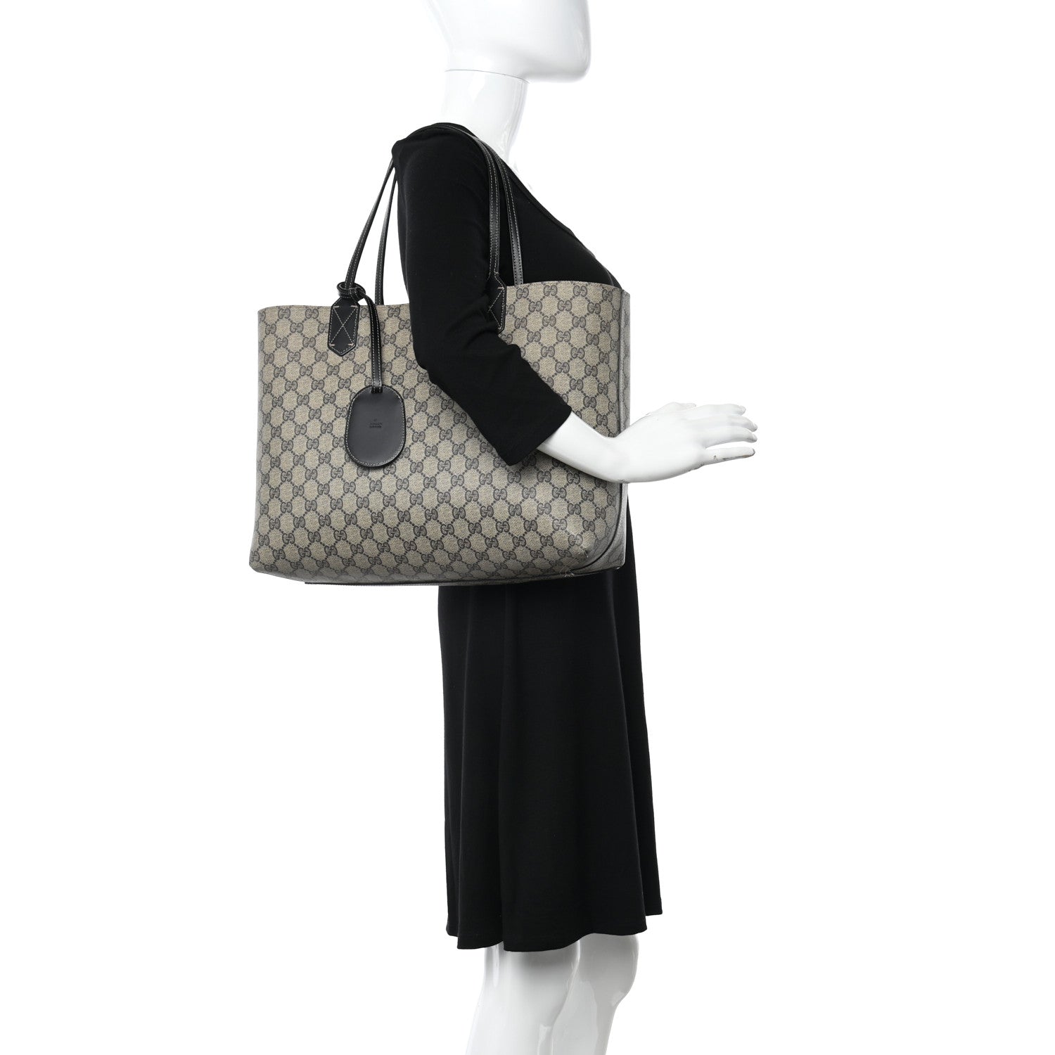 Gucci Calfskin GG Supreme Monogram Medium Reversible Tote Black 2 of 20