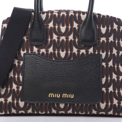 Miu Miu Jacquard Madras Logo Tote Black 9 of 11