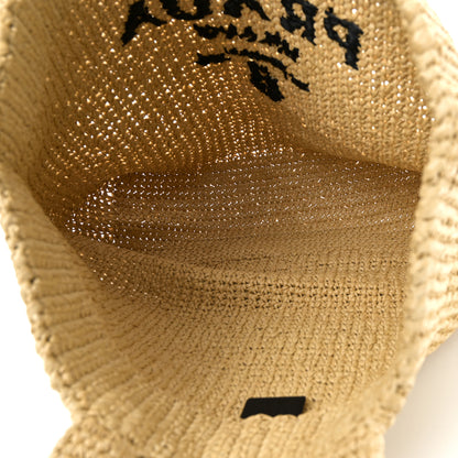 Prada Yarn Raffia Effect Crochet Embroidered Logo Tote Naturale 5 of 10