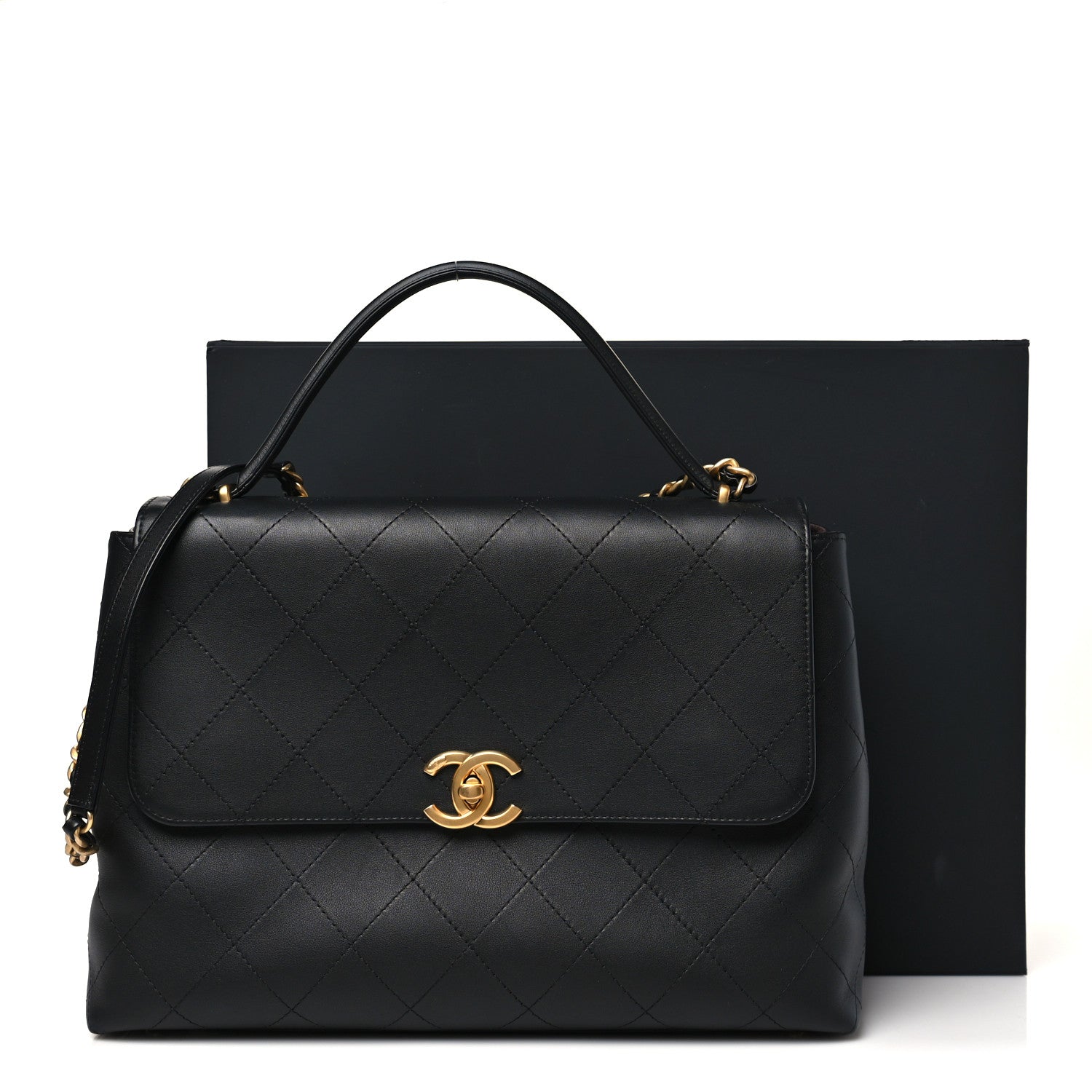 Chanel Calfskin Stitched Maxi Flap Top Handle Black 11 of 11