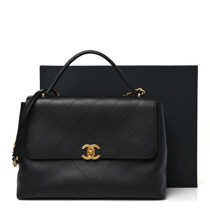Chanel Calfskin Stitched Maxi Flap Top Handle Black 11 of 11