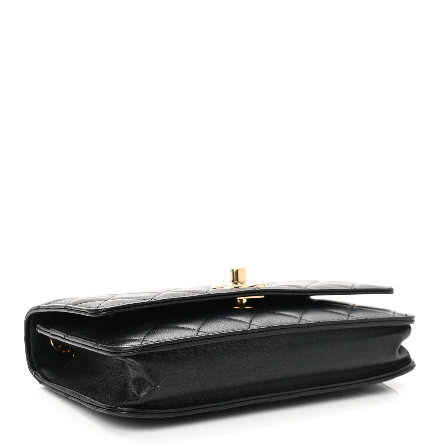 Lambskin Quilted Trendy CC Wallet On Chain WOC Black