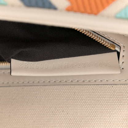Fendi Canvas Vitello Seta FF Multicolor Embroidered Baguette Grezzo Multicolor Latte 7 of 13