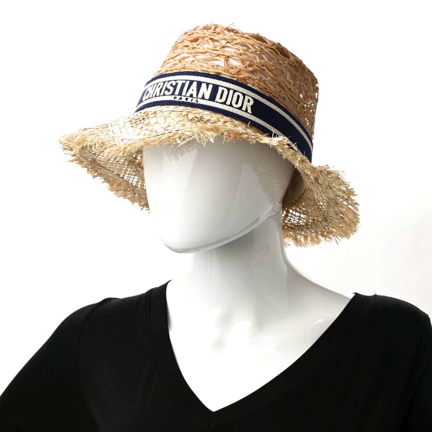 Christian Dior Straw Beach Hat 58 Bleu 2 of 8