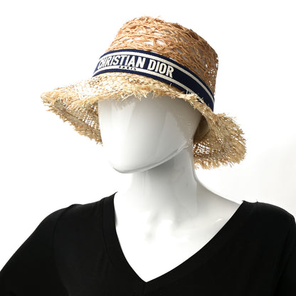 Christian Dior Straw Beach Hat 58 Bleu 2 of 8