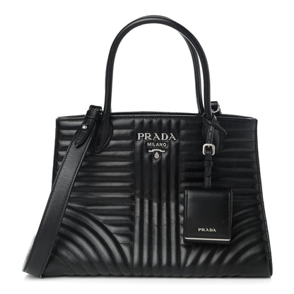 Prada Soft Calfskin Impunture Diagramme Tote Black 1 of 8