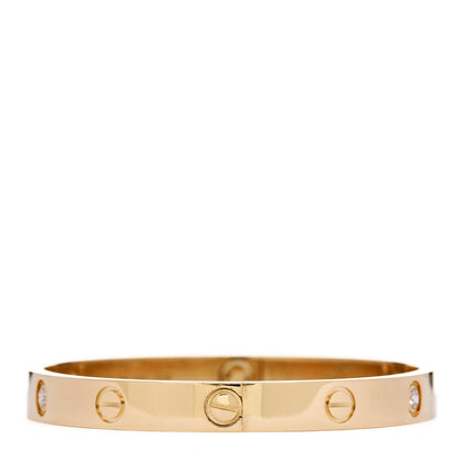 Cartier 18K Yellow Gold 4 Diamond LOVE Bracelet 17 3 of 6