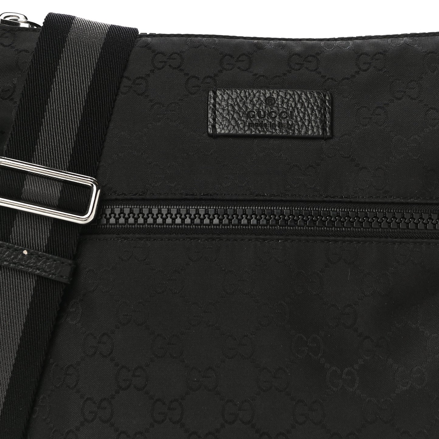 Nylon Monogram Small Flat Messenger Bag Black