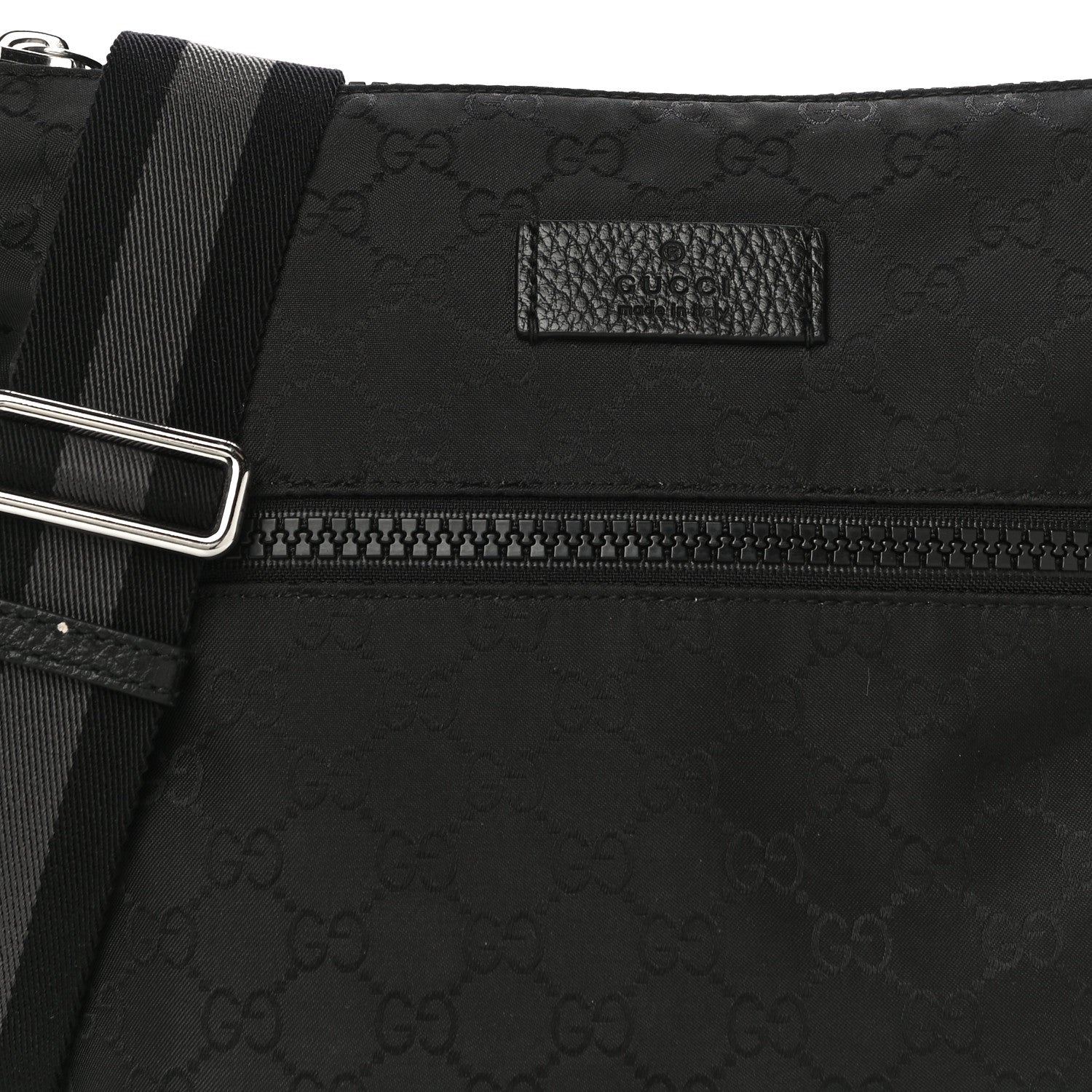 Gucci Nylon Monogram Small Flat Messenger Bag Black 8 of 11